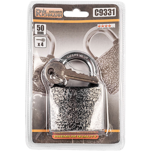 CC Kłódka stalowa czarna osłona gumowa 50x21x8mm