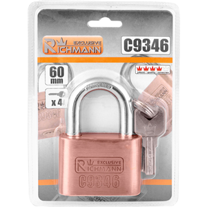 CC Kłódka niklowana 60mm 4 kluczyki