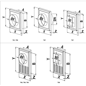 AW Osłona went. 14x14 T-okap 90x90